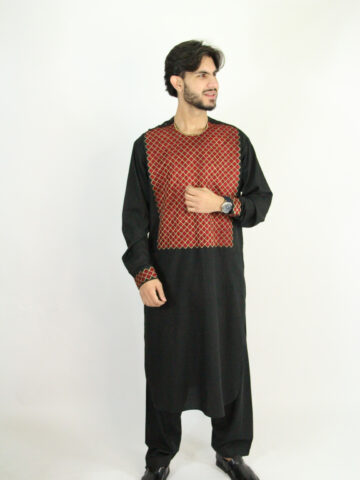 Geborduurde Zwarte Perahan Tunban